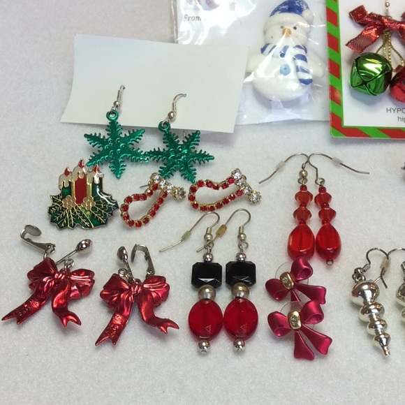 FINAL SALE PRICE Christmas/Winter Lot of 11 Earrings & 2 Pins - Picture 2 of 7